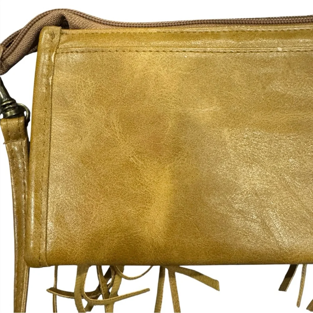 Fringed Tan Leather Wristlet